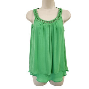 BANANA REPUBLIC Silk Crinkle Knot Top Green Size S